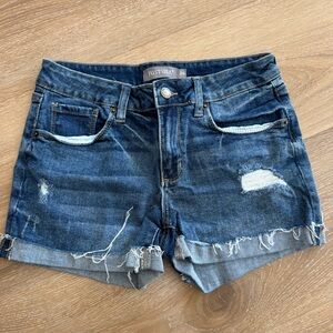 Just USA Distressed Dark Blue Jean Shorts